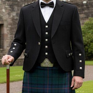 Men’s Traditional Scottish Argyle Jacket Vest Black